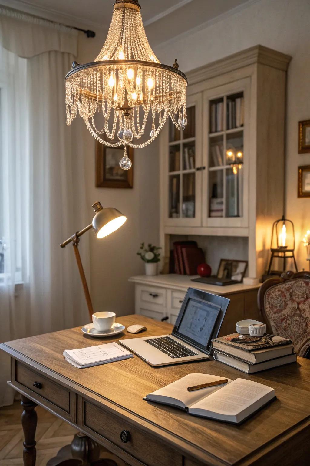 Ambient lighting perfectly complements a focused work environment.