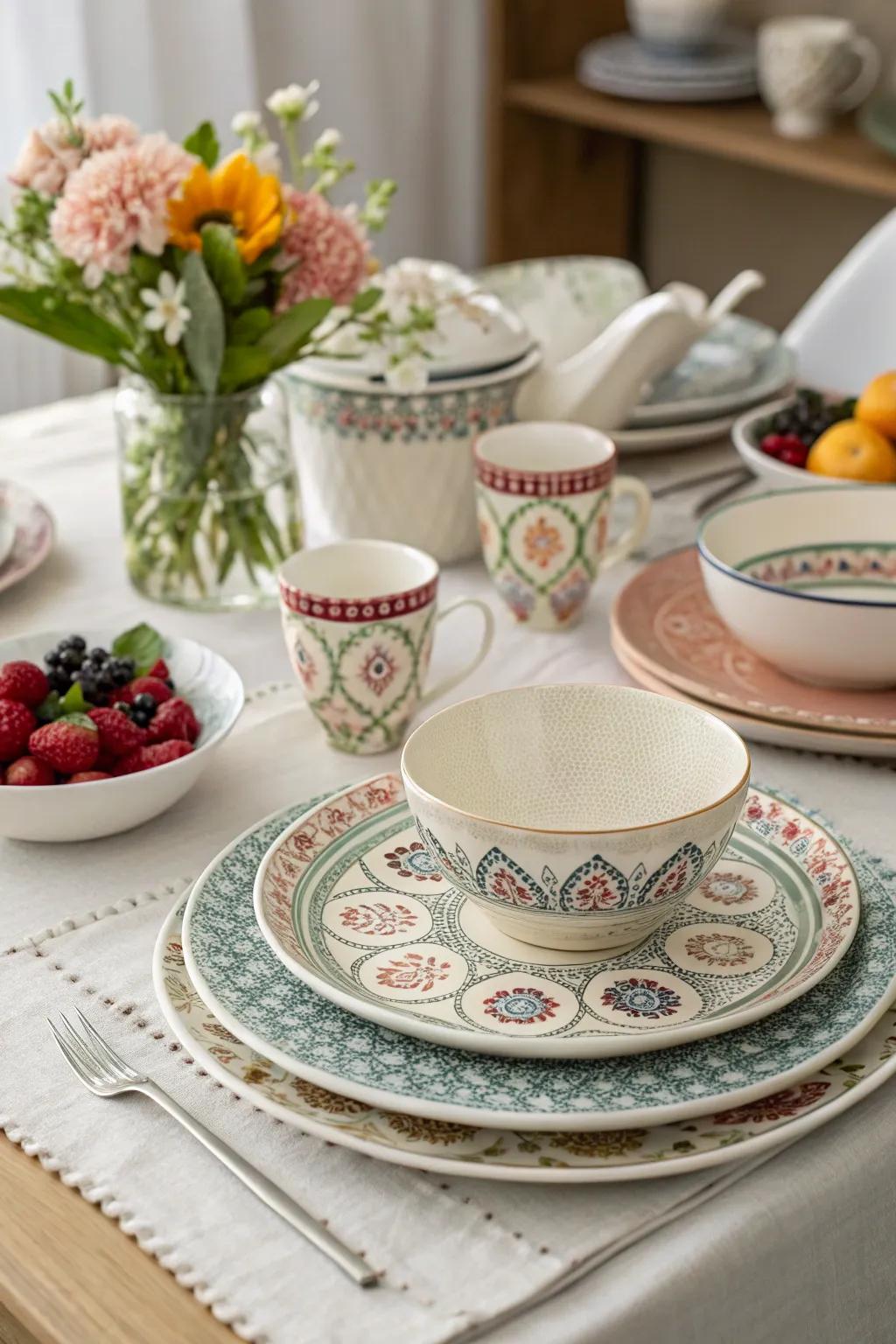 Refined layered place settings showcasing elaborate designs.