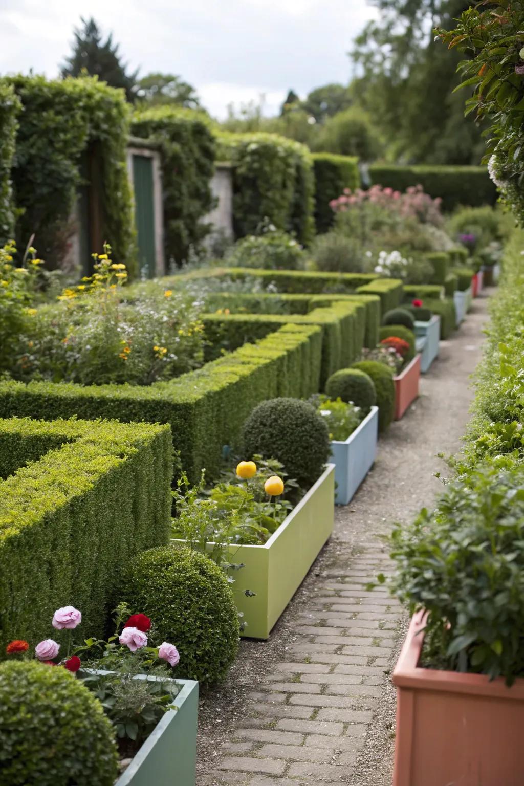 Partitioning crafts useful and welcoming areas in a narrow garden.