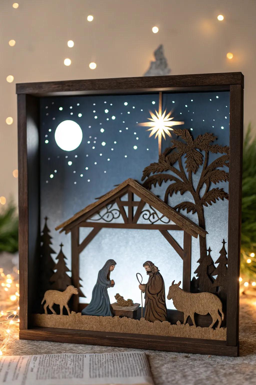 A shadow box diorama provides a fresh perspective on the nativity.