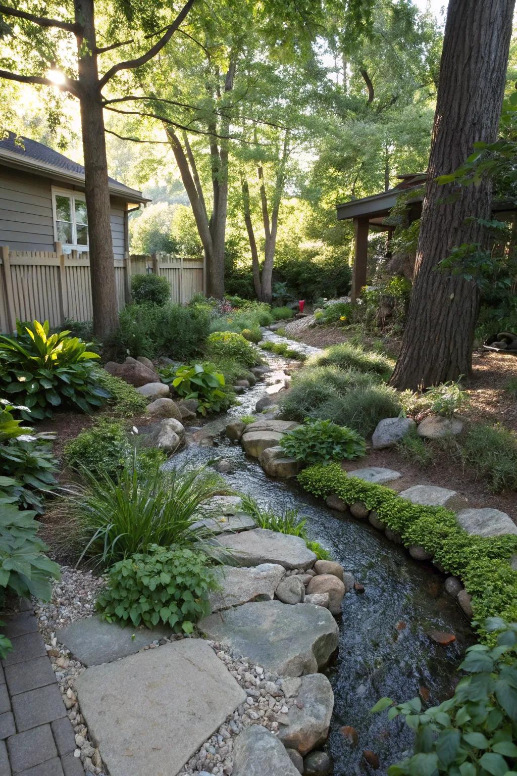 A bifurcated stream design adding intrigue and aesthetic appeal.