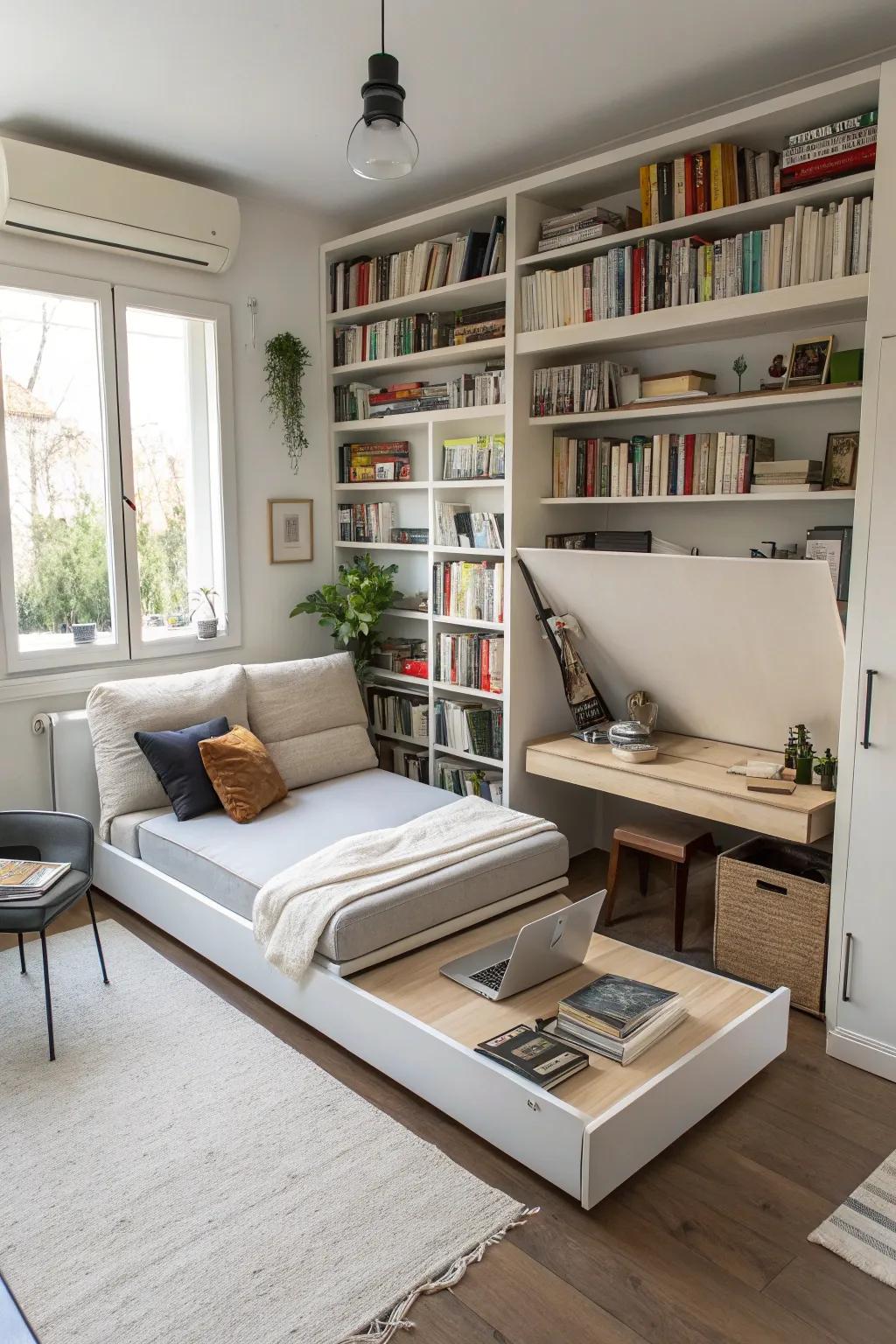 Prioritize furnishings that fulfill multiple functions to economize on space.