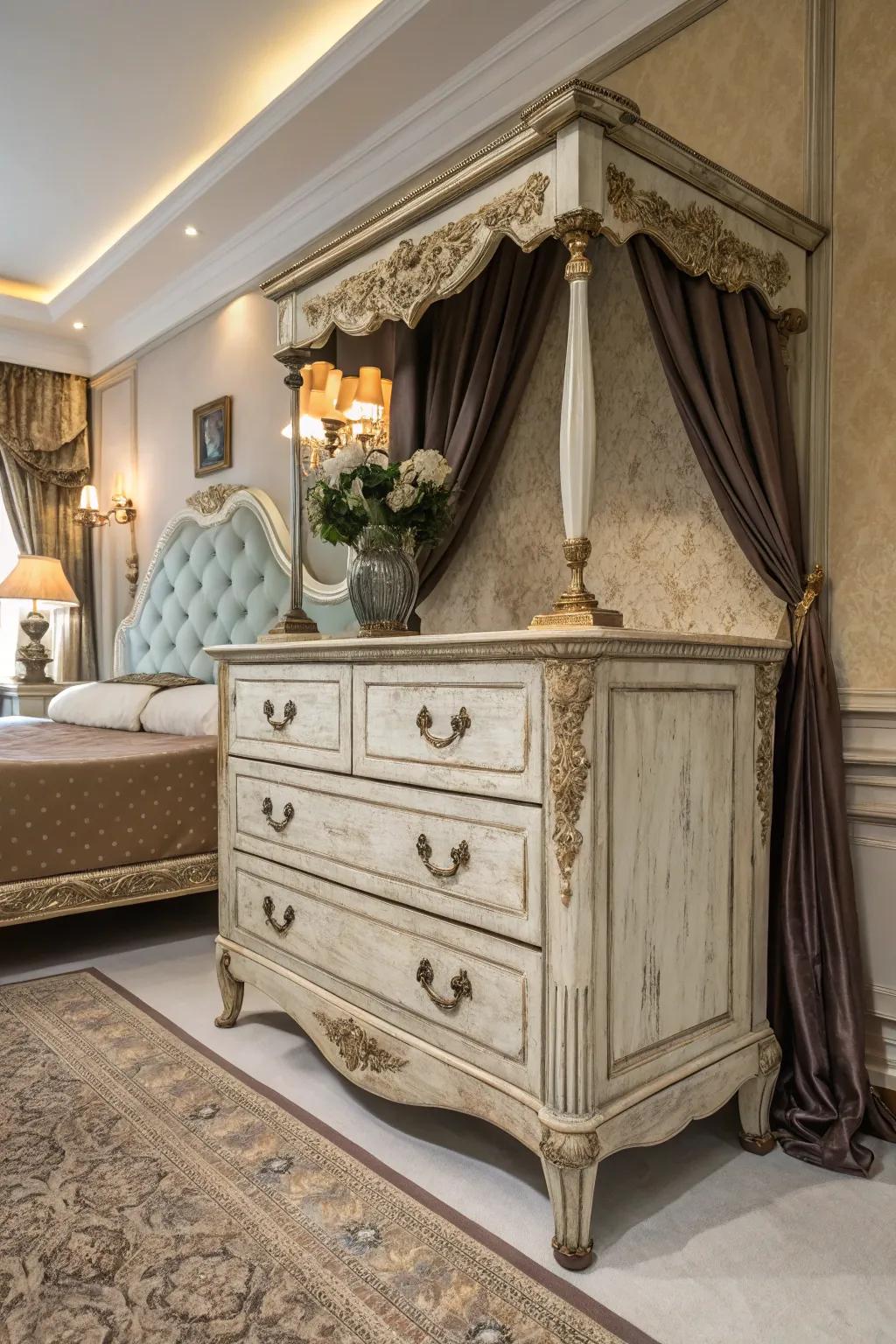 Vintage dressers introduce appeal and character.