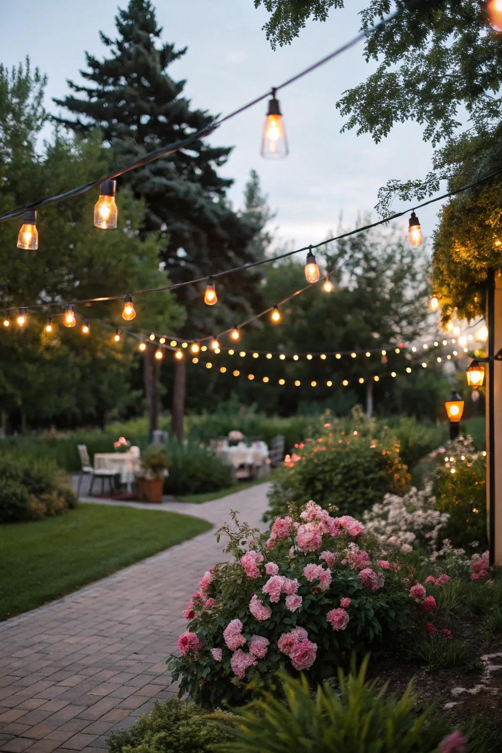 Twinkle lights introduce a magical atmosphere to any outdoor event.