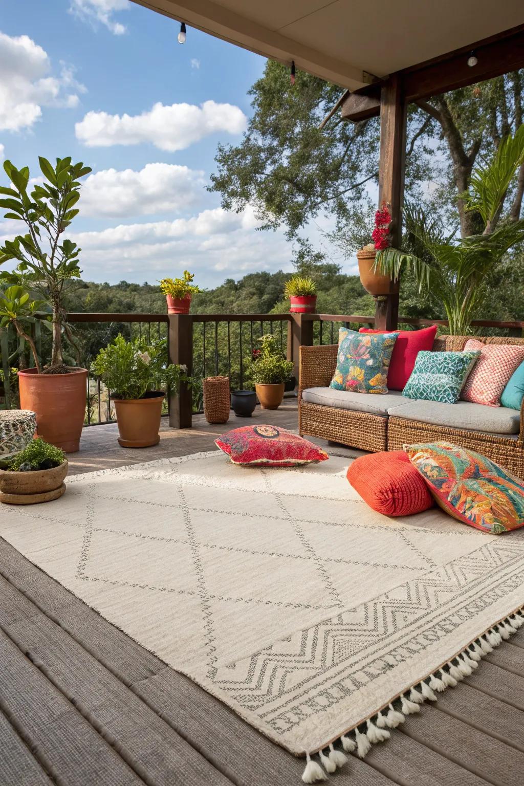 Neutral rugs form an ideal foundation for colorful enhancements.