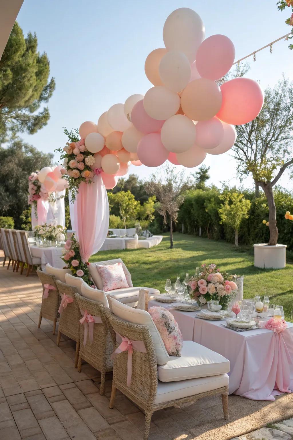 Appealing seating precinct for attendees to relish the baby shower festivities.