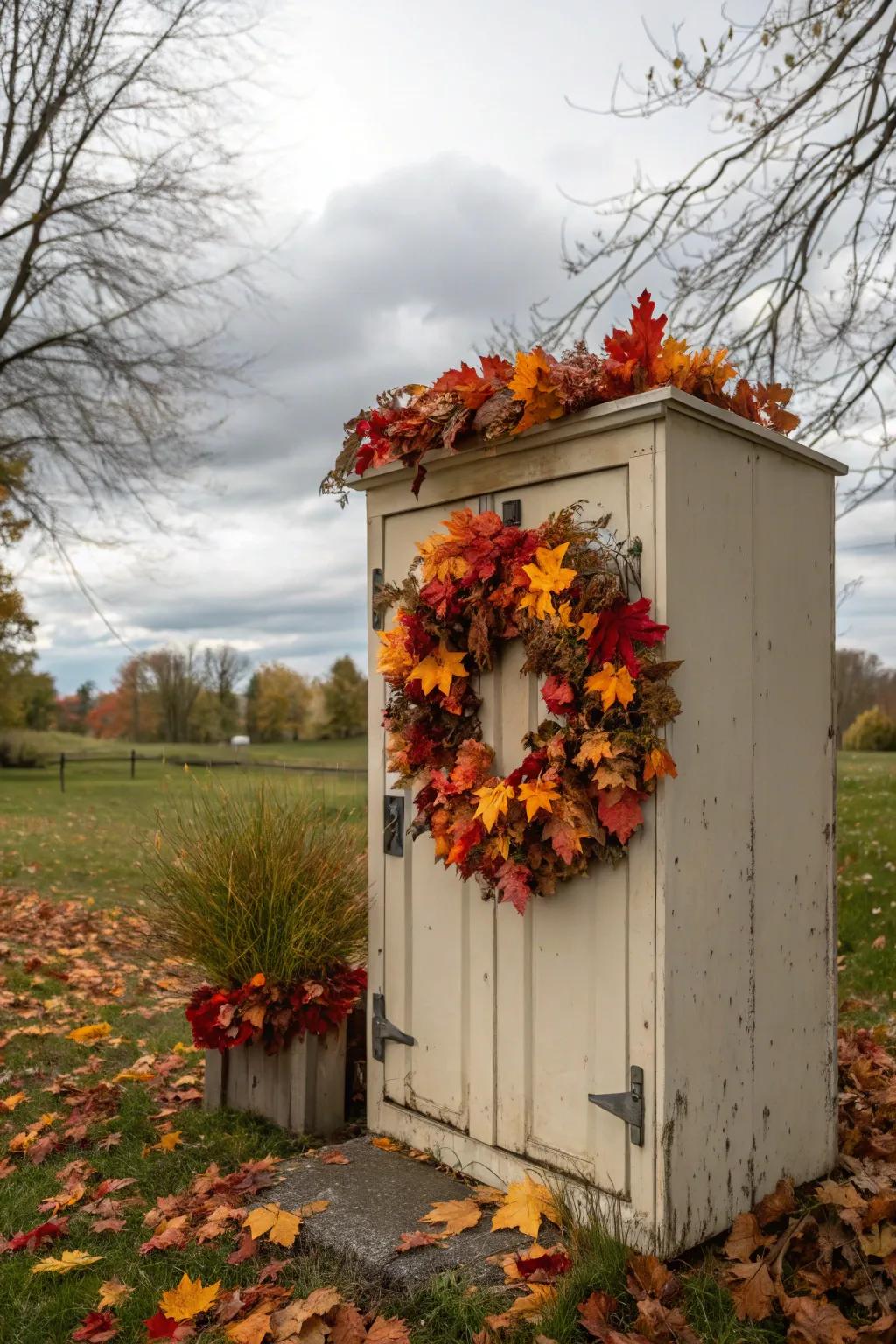 Commemorate the season through using a celebratory wreath adorning your storage unit.