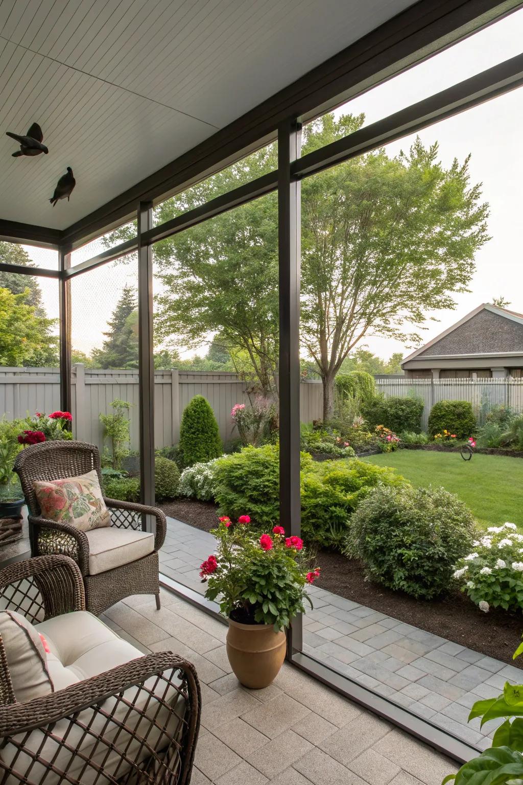 Delight in insect-free evenings on your patio with screen structures.