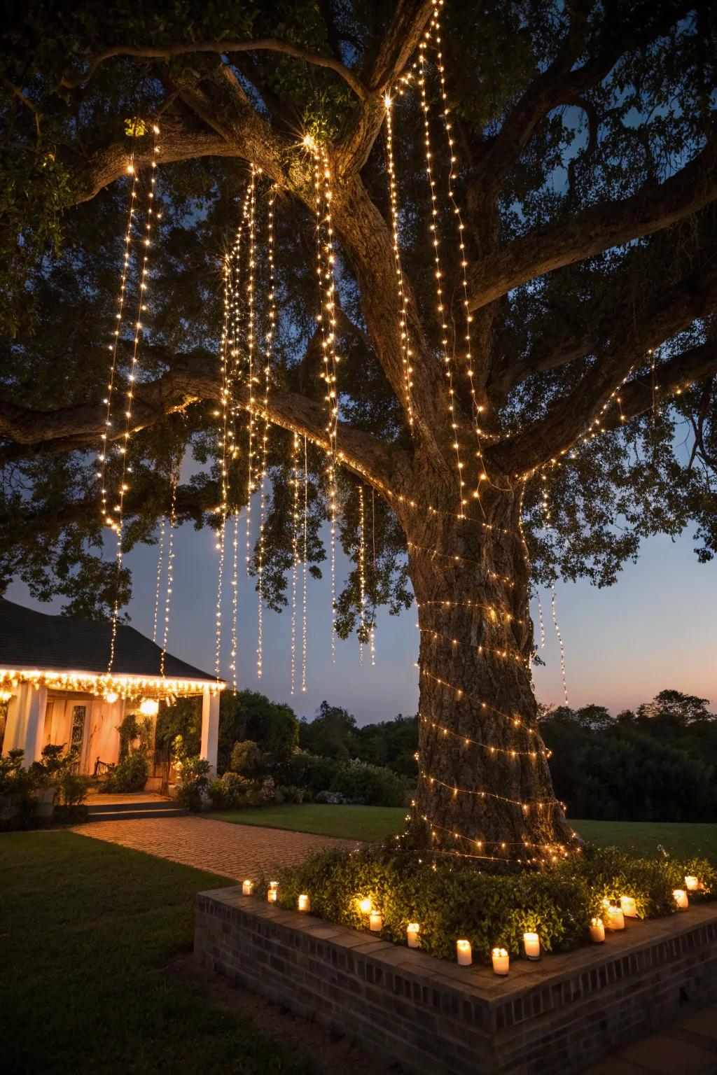 Lights transform trees into magical focal points.