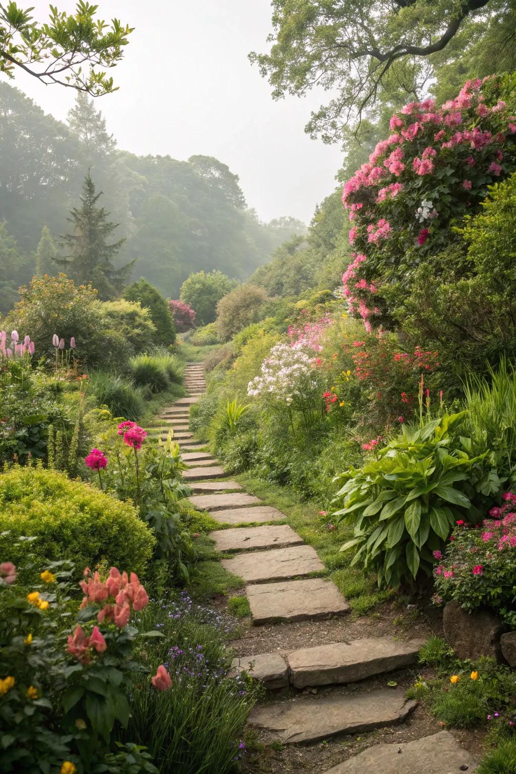 A charming garden walkway contributes a whimsical touch to your outdoor area.
