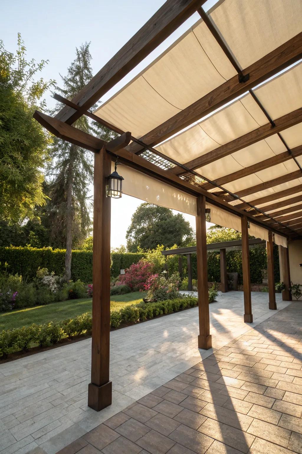A retractable canopy provides adaptability in any weather.