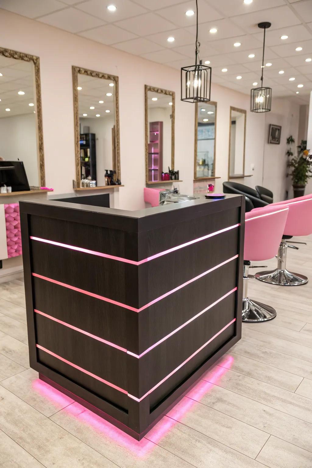 A refined front desk establishes a fashionable character.