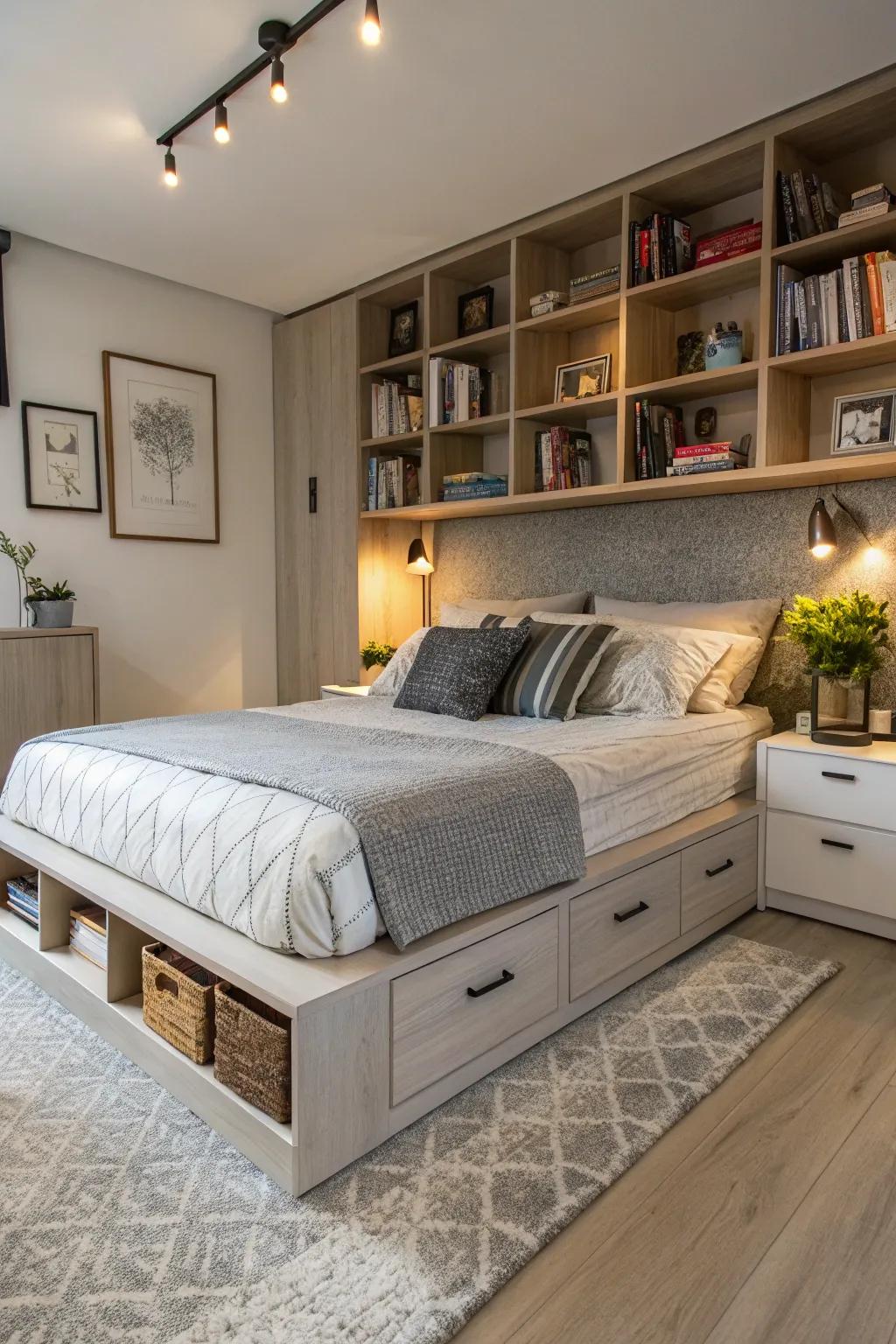 Beds with integrated storage maximize the efficient use of space.