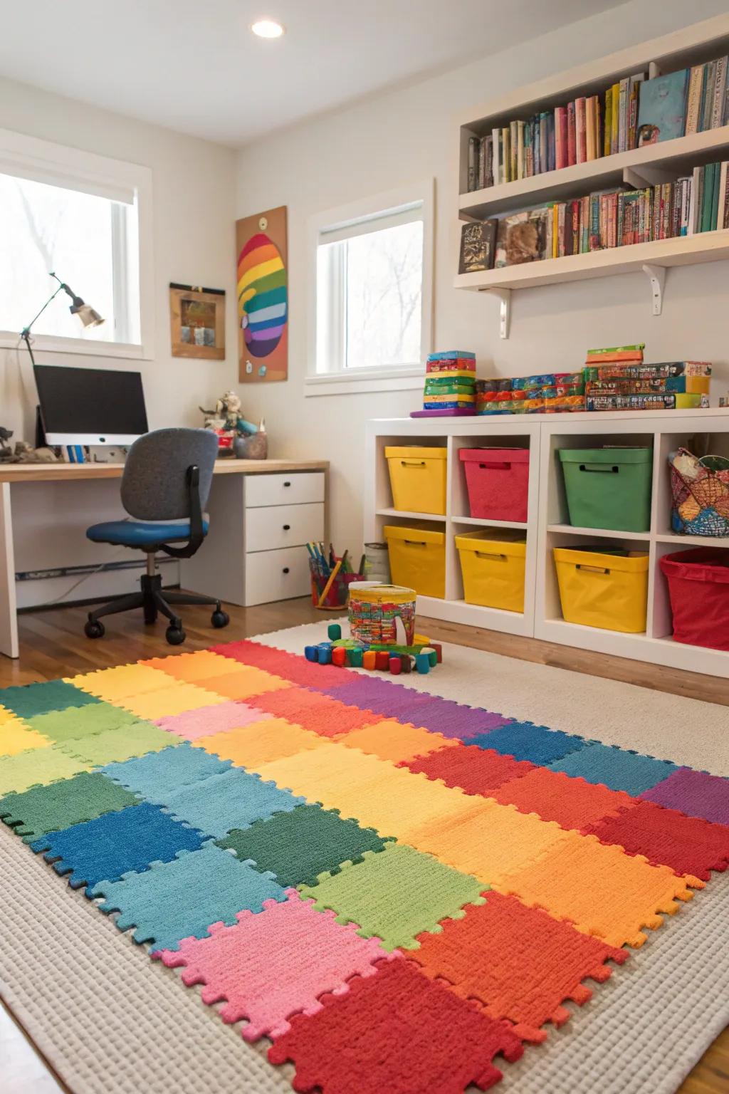 Rugs aid in visually distinguishing zones.