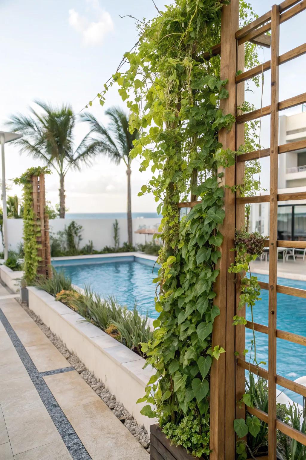 An exuberant vertical garden offering privacy and a hint of nature.