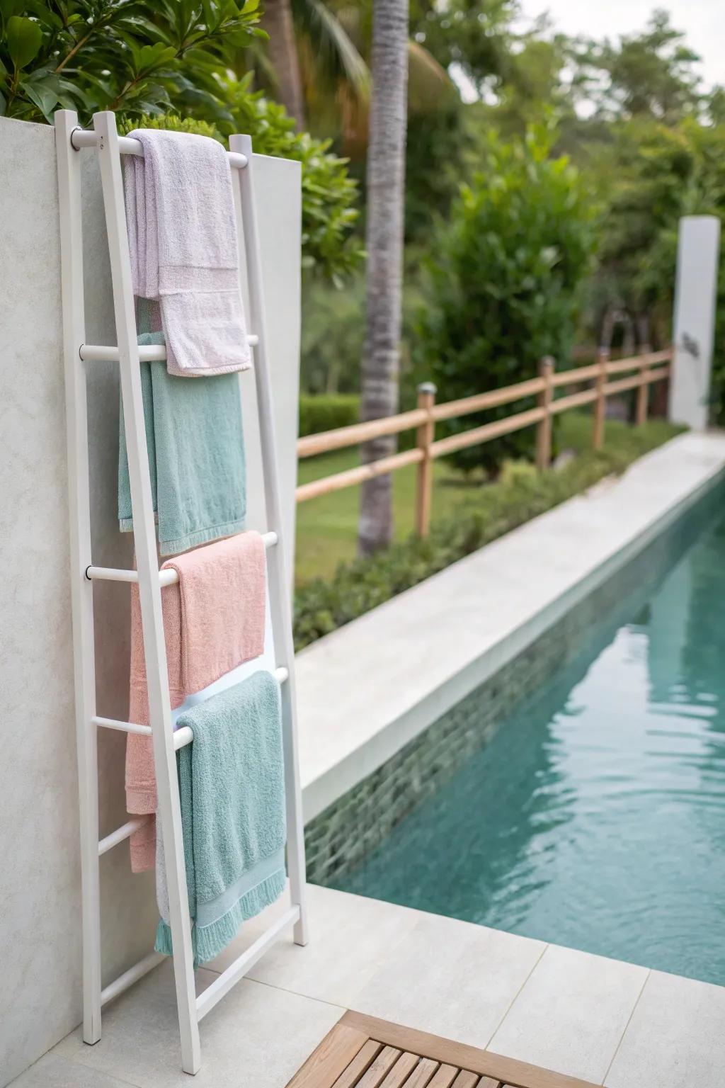 Sleek wall-affixed mount for a minimalist poolside.