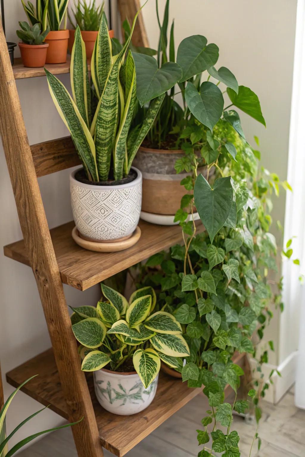 Layer botanical specimens of disparate heights to engender a dynamic and engaging display.