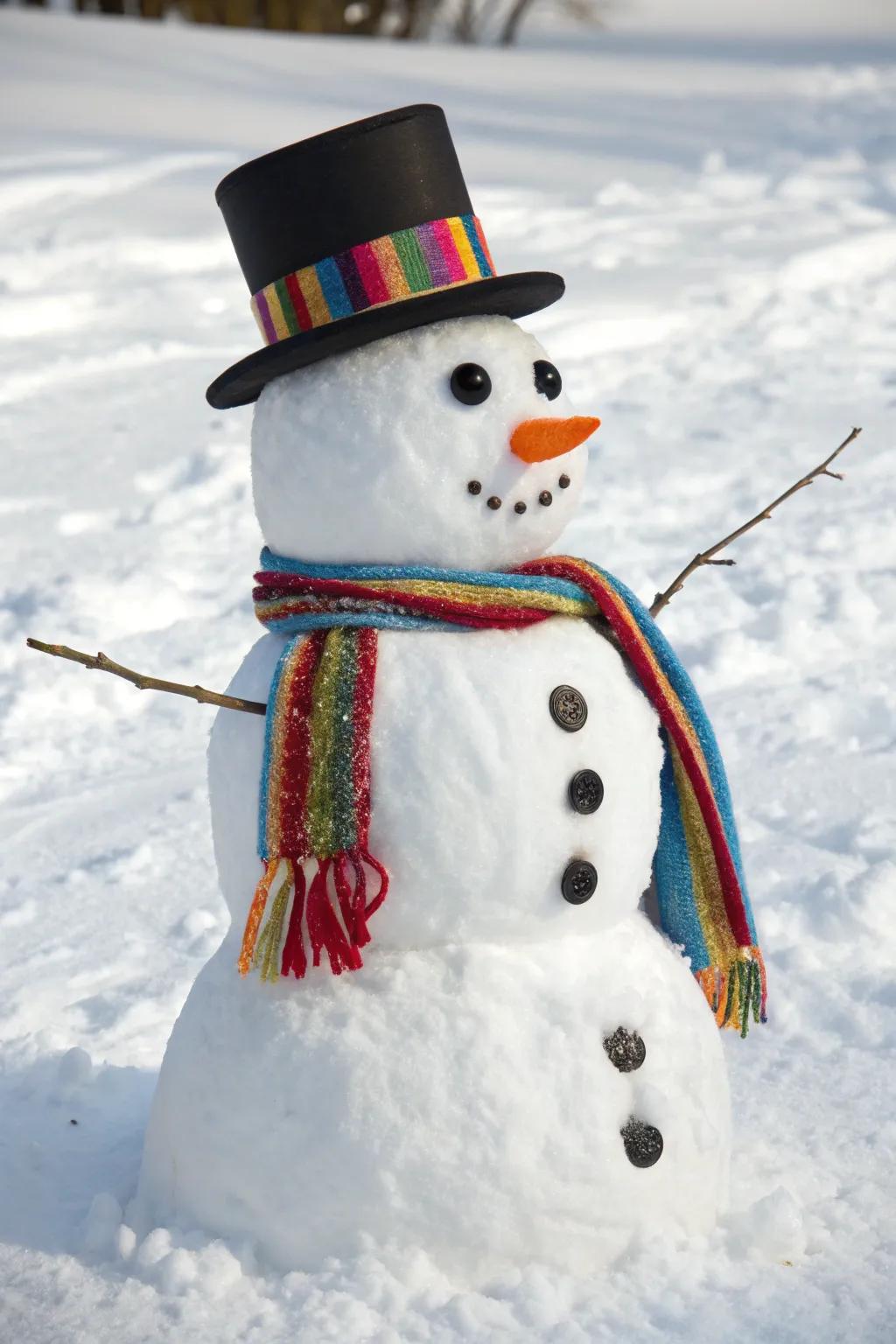 A delightful classic snowman portrait.