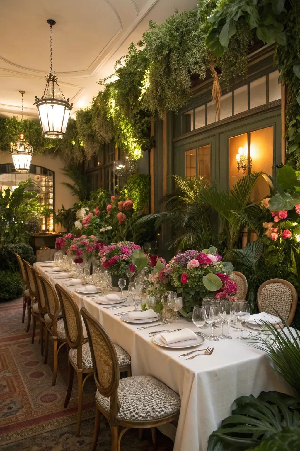 A 'Secret Garden' themed decor imbues the evening with an ethereal atmosphere.