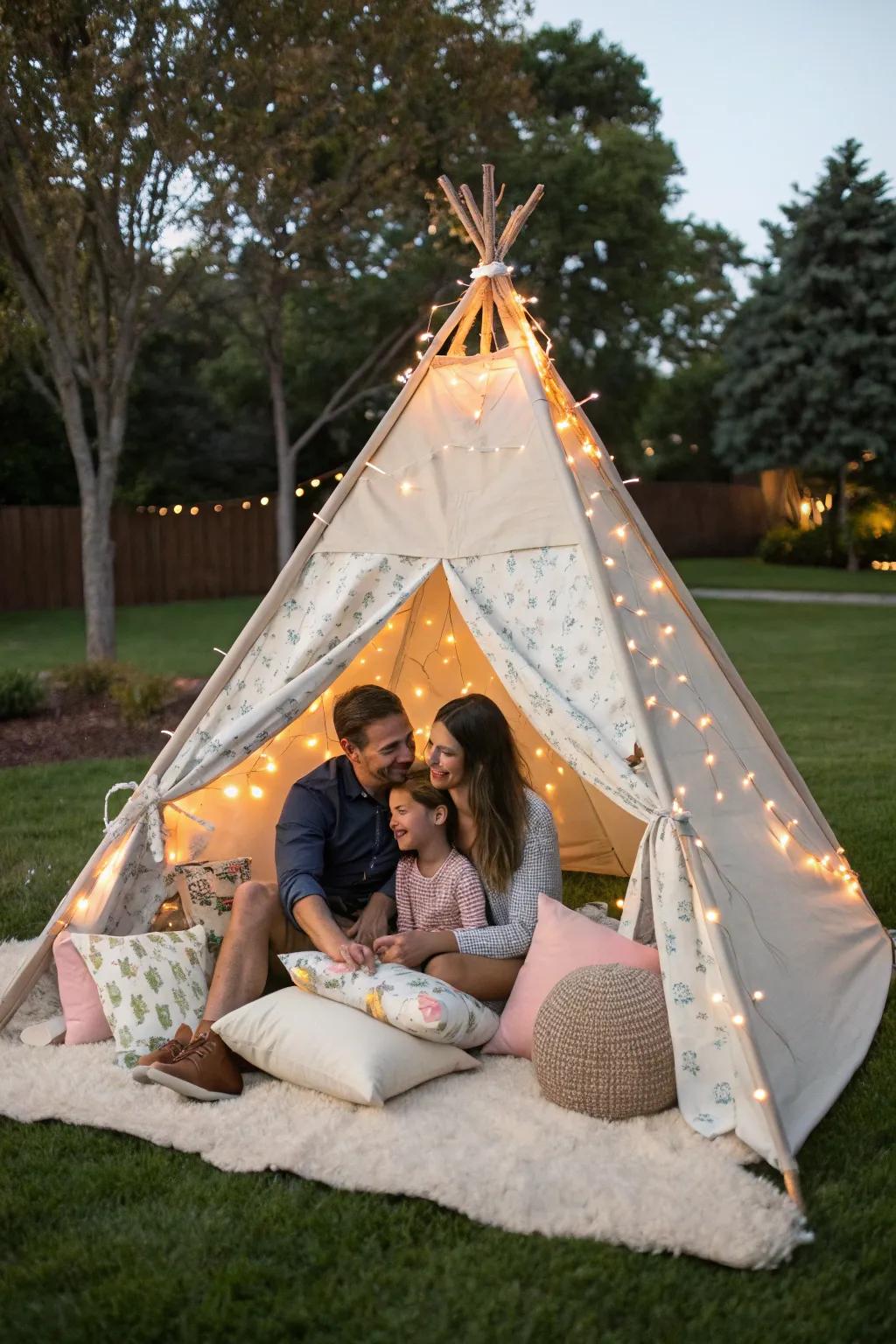 Foster a cozy and lively setting with a charming conical canvas.