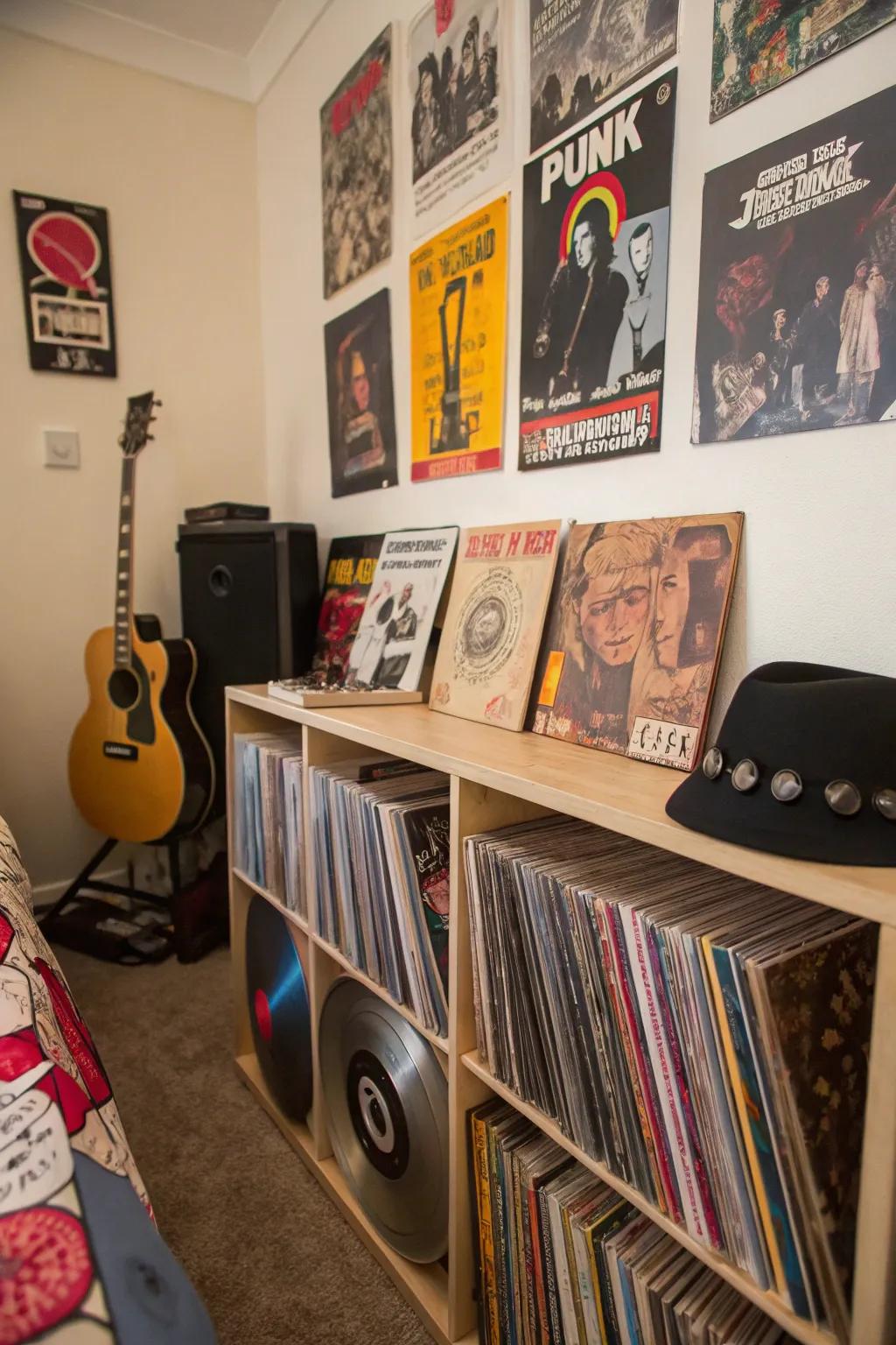 Demonstrate your passion for punk music through a presentation of long-playing records.