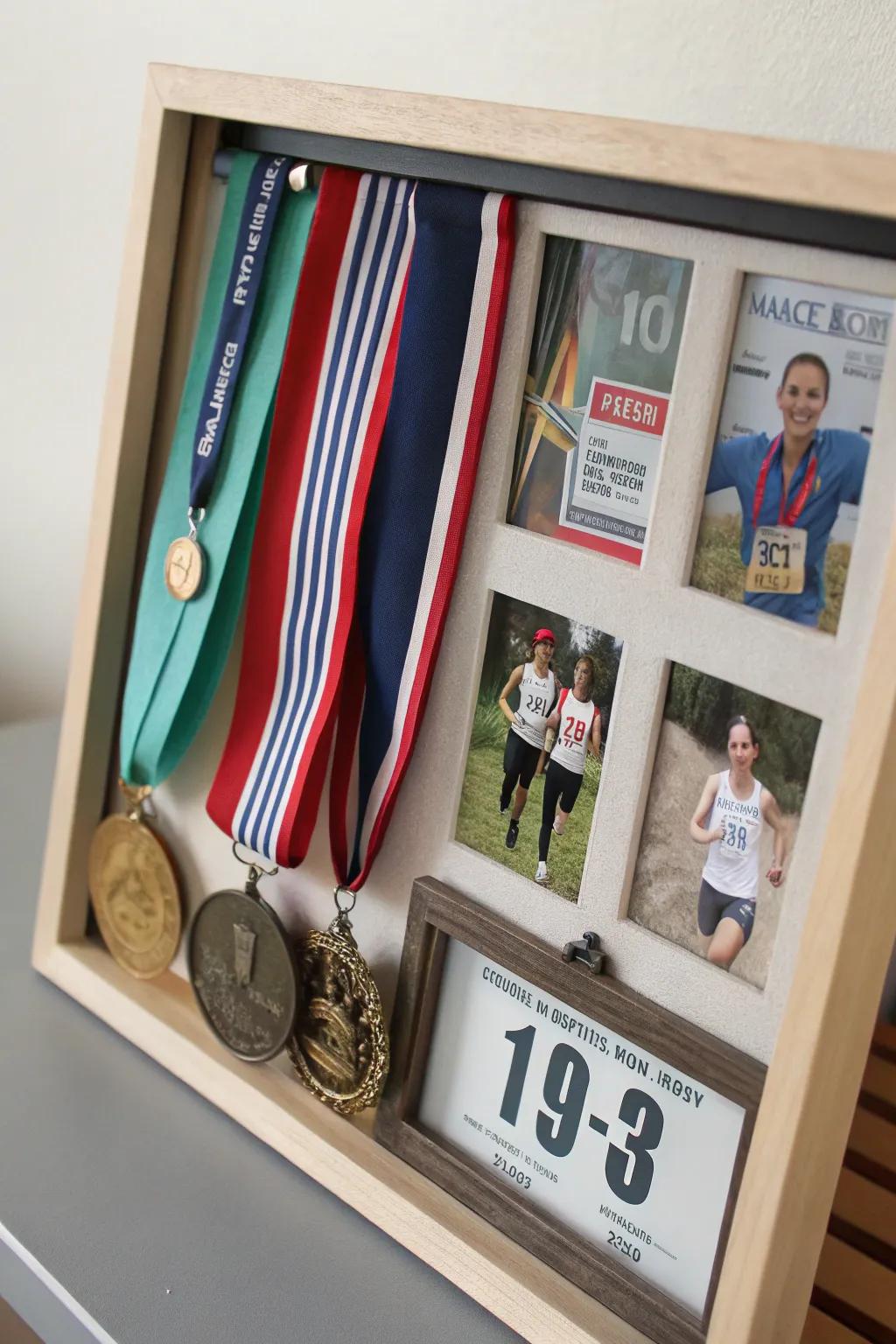 A do-it-yourself display case recording racing memories within an exquisitely framed display.
