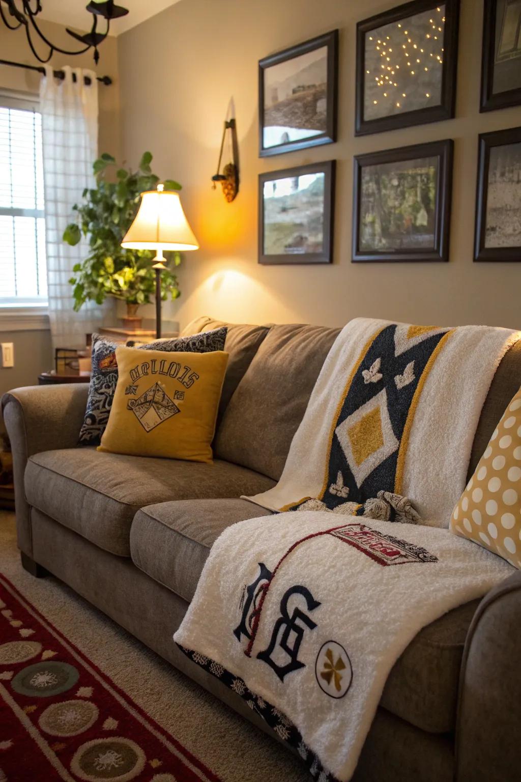 Celebration cloth pillows contribute a comfortable and intimate sensation.
