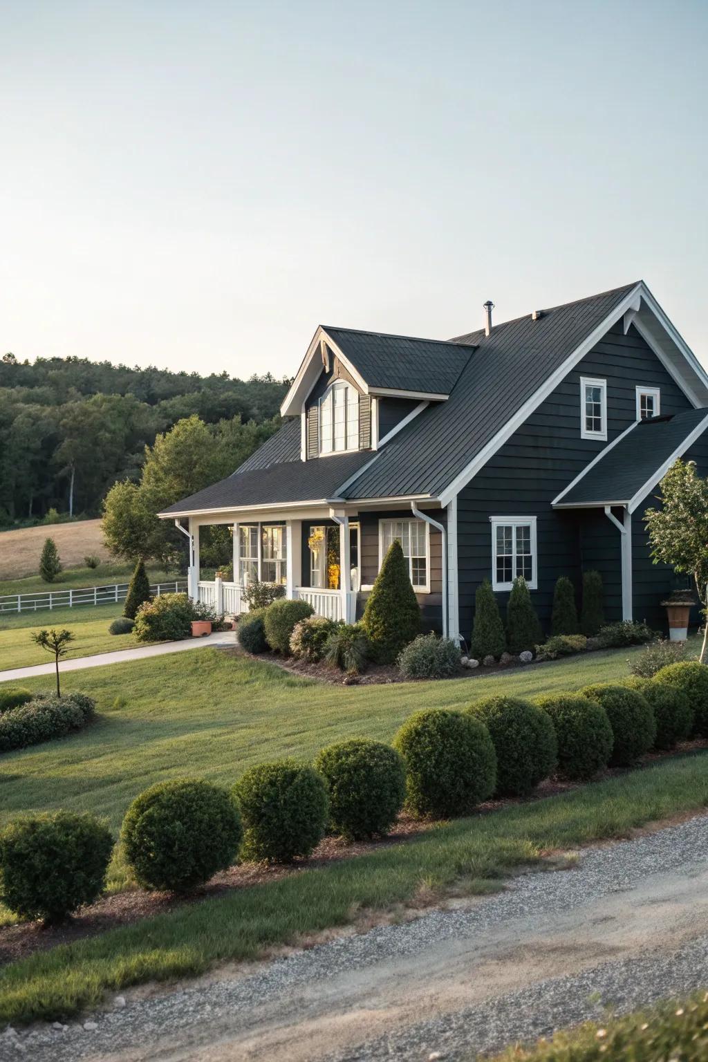 Bright trim bestows a revitalizing and pristine contrast to this ranch-style abode.