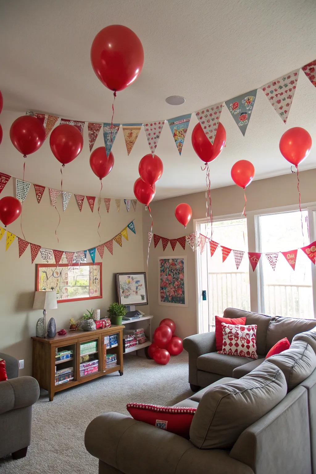 Ruby décor establishes the ideal celebratory atmosphere.