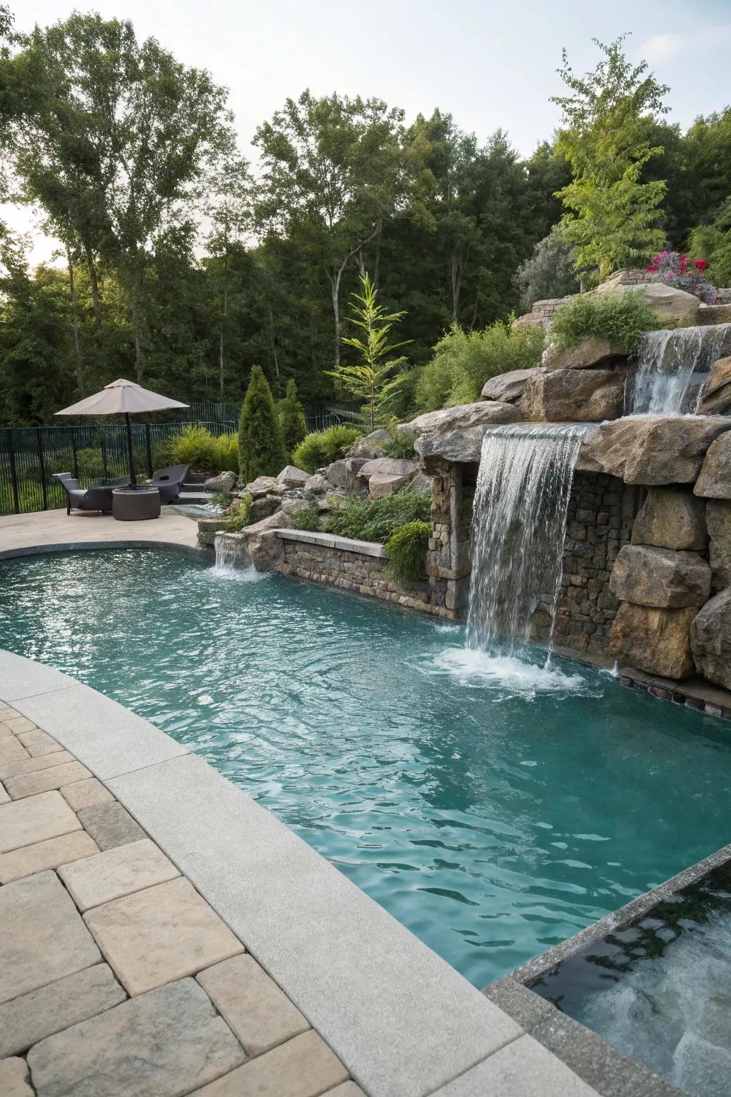 Introduce a sense of tranquility through the addition of a stylish cascading water element.