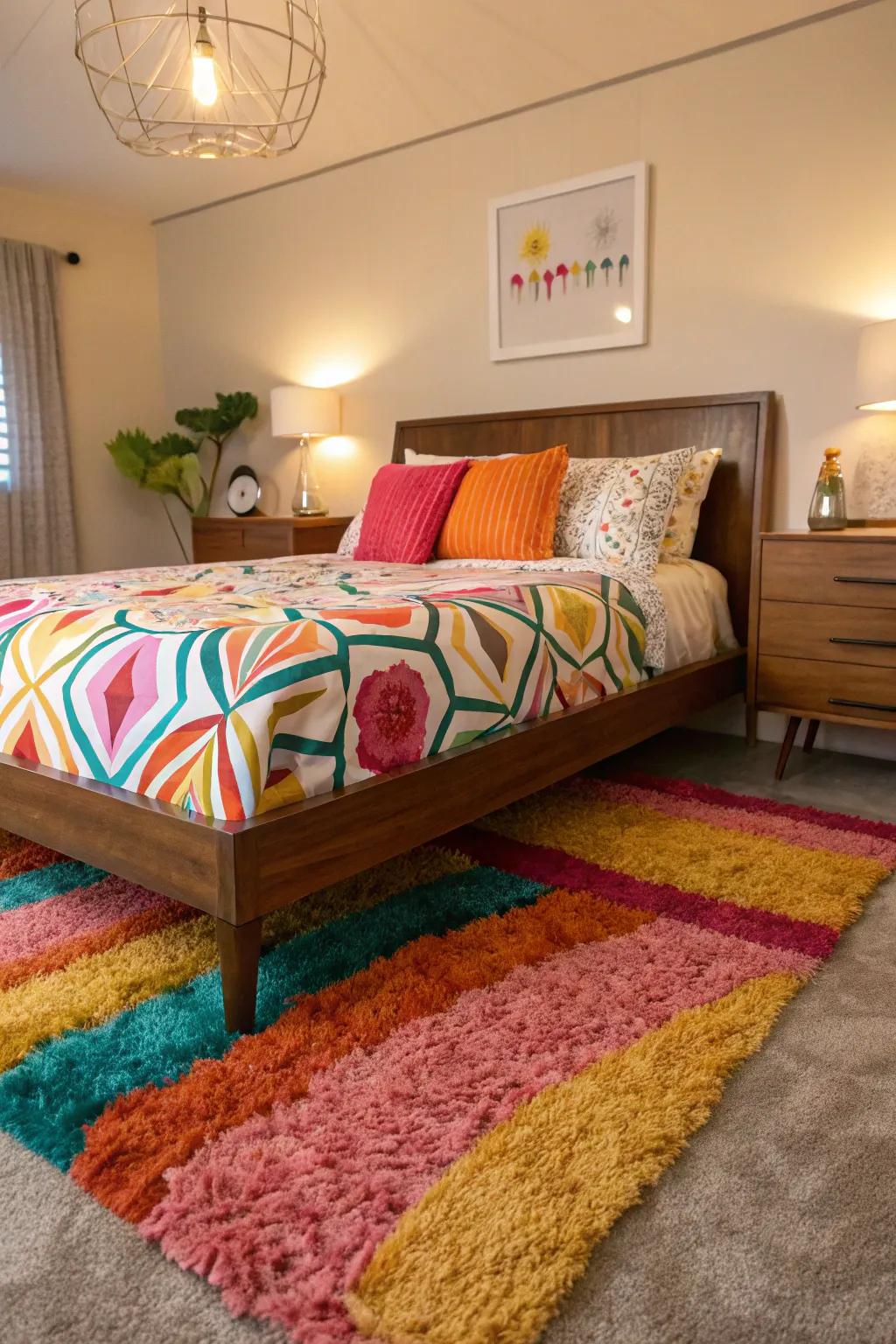 Plush rugs offer comfort and an old-fashioned essence.
