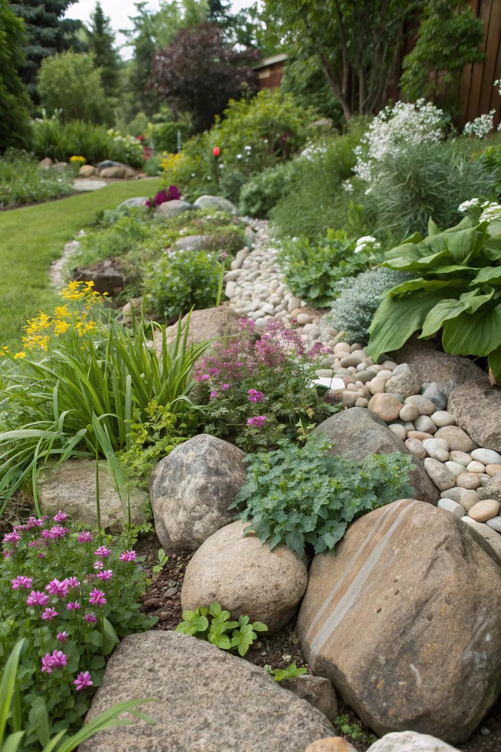Enhance your stone garden with a variety of plant species.