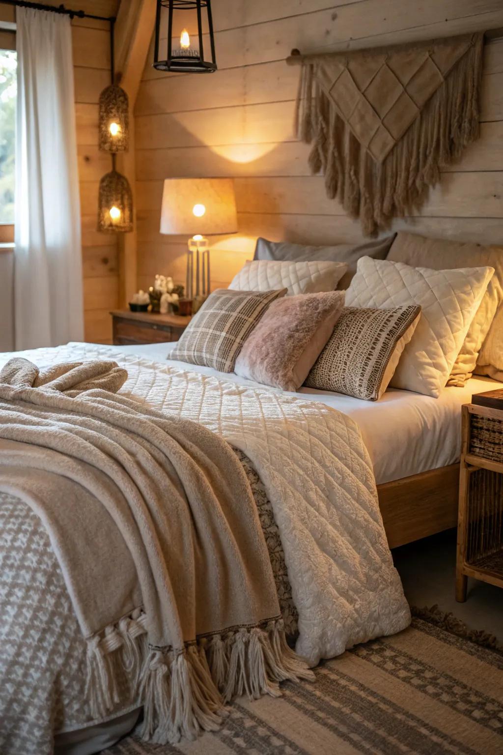 Sumptuous textures layer comfort and warmth.