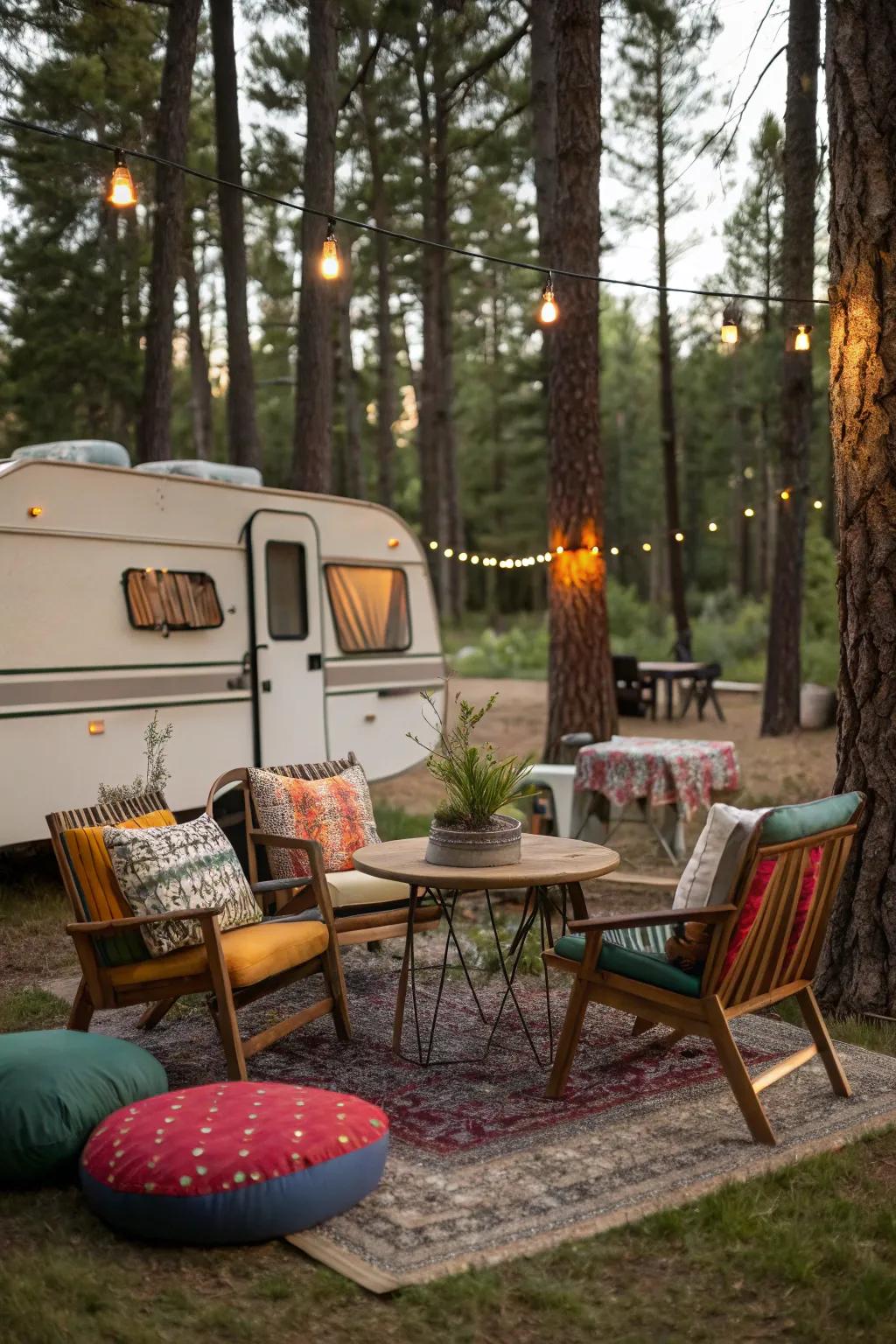 An inviting seating arrangement encourages relaxation and rejuvenation.