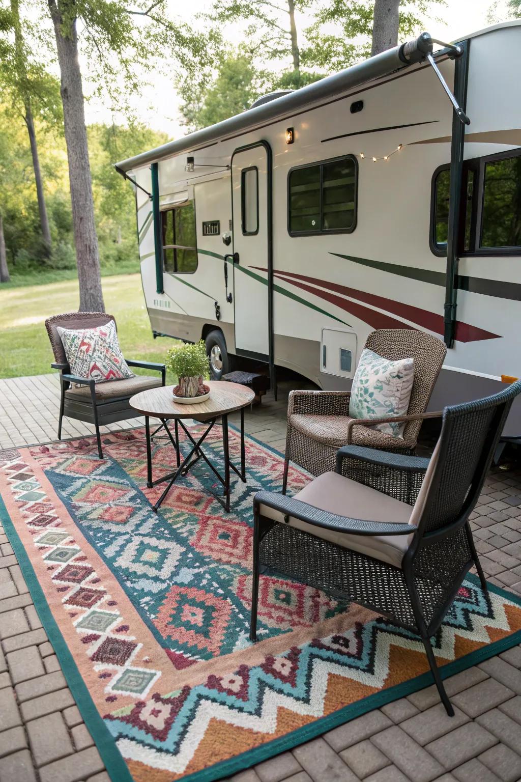Outdoor rugs bring texture and style to your patio.