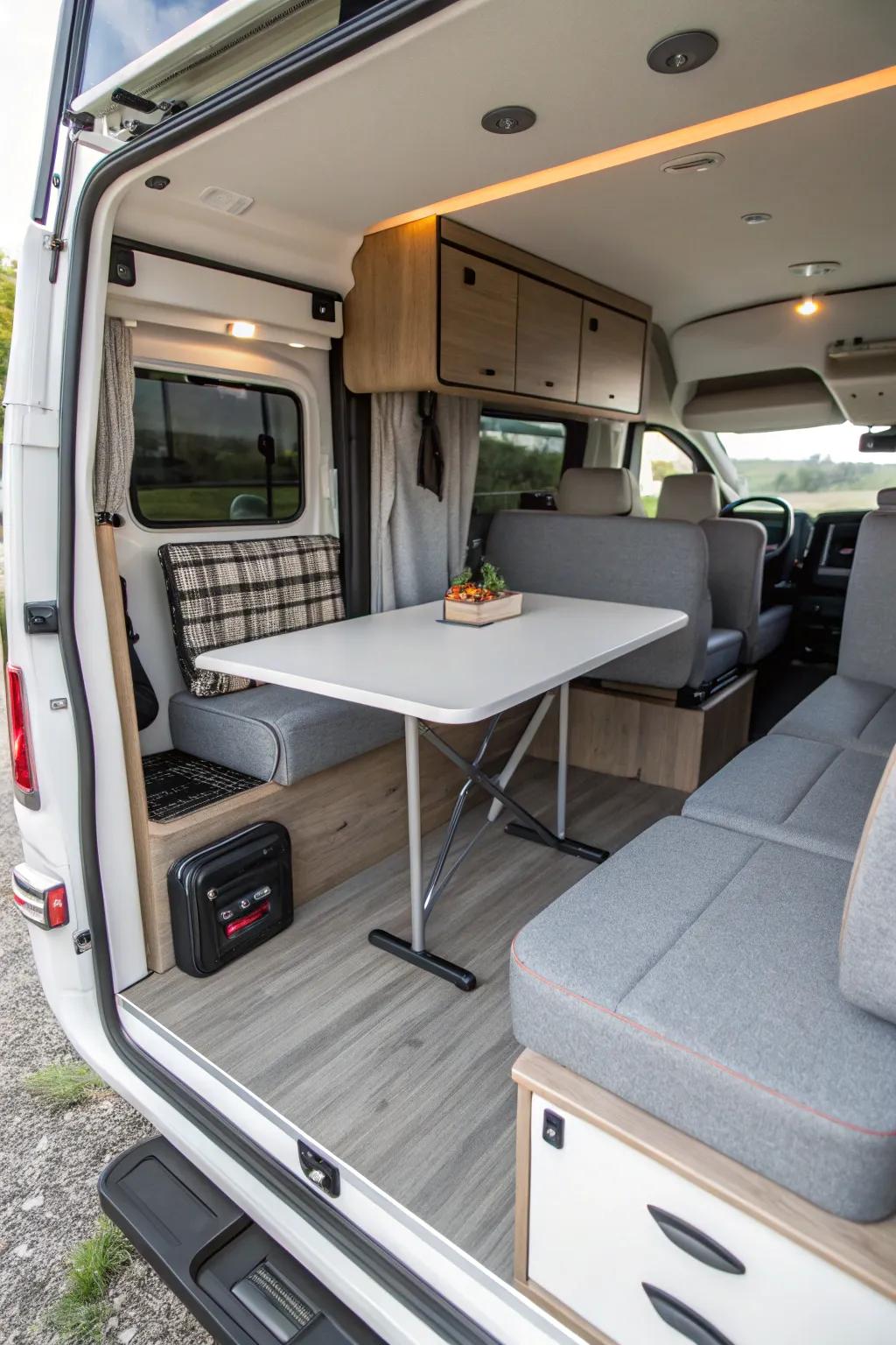 Folding tables optimize area within your RV.