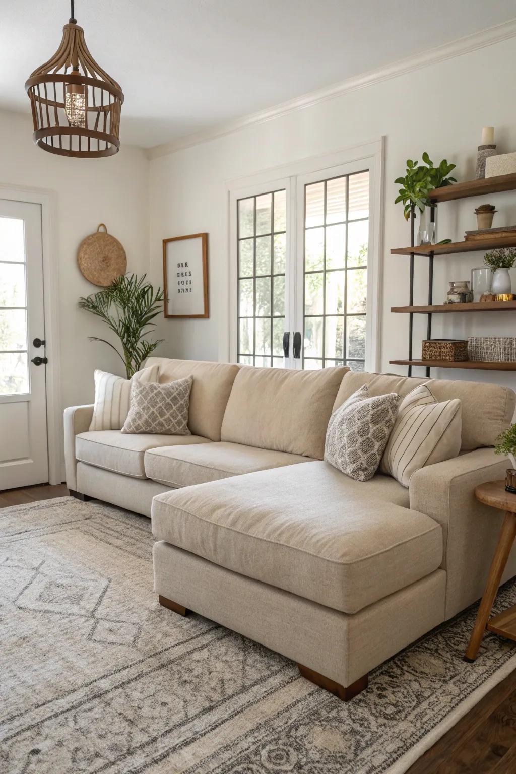Sectionals in neutral tones provide timeless appeal and versatility.