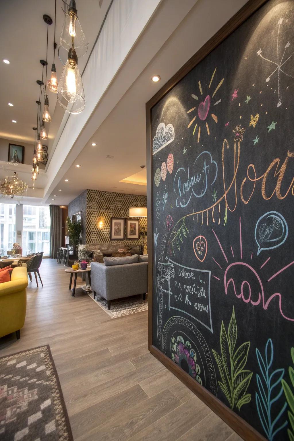 Express your imagination with a flexible chalkboard picture space.