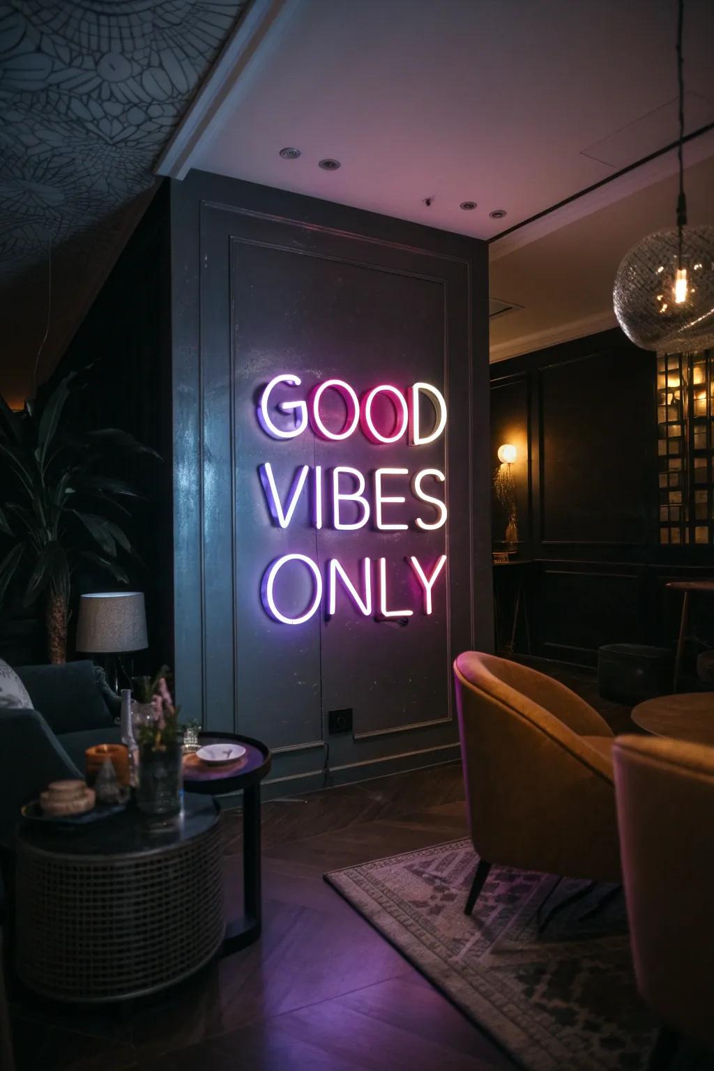 Neon signs bring a modern radiance to your selfie wall.