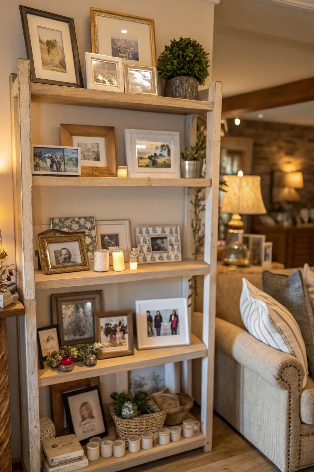 Personal touches render shelves distinctively yours.