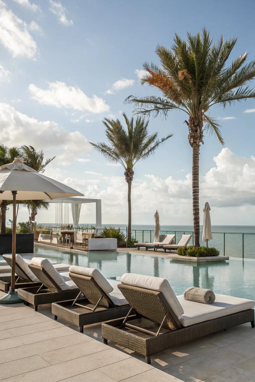 A welcoming and comfortable relaxation zone by the pool.