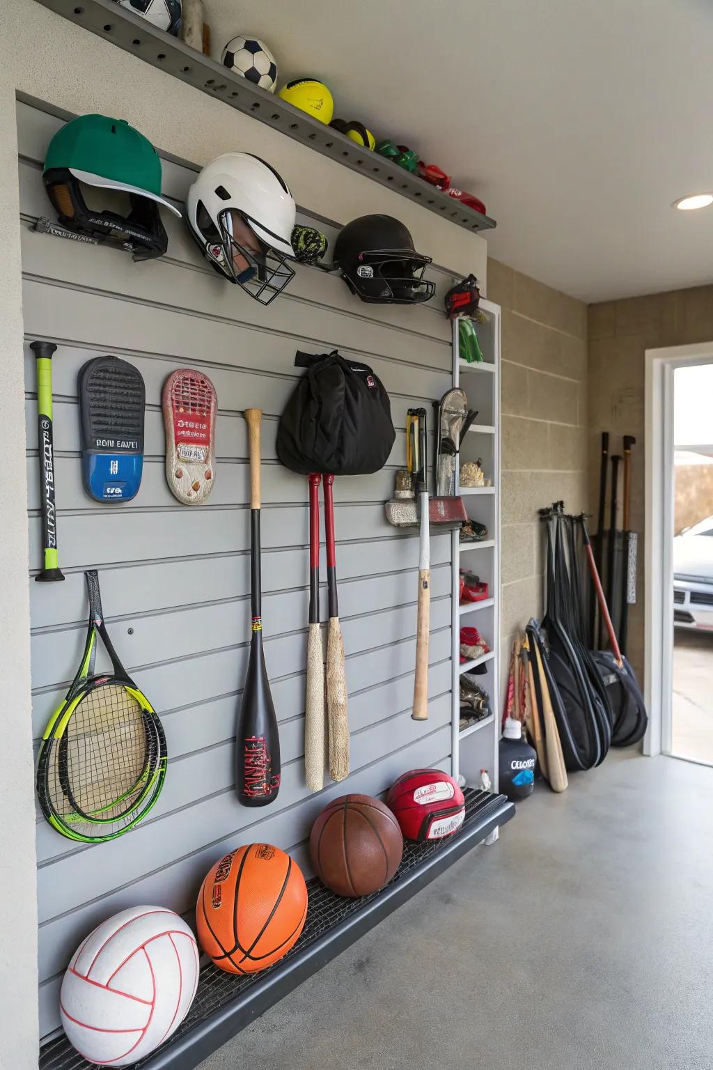 Arrange sporting goods effortlessly with slatwall arrangement systems.