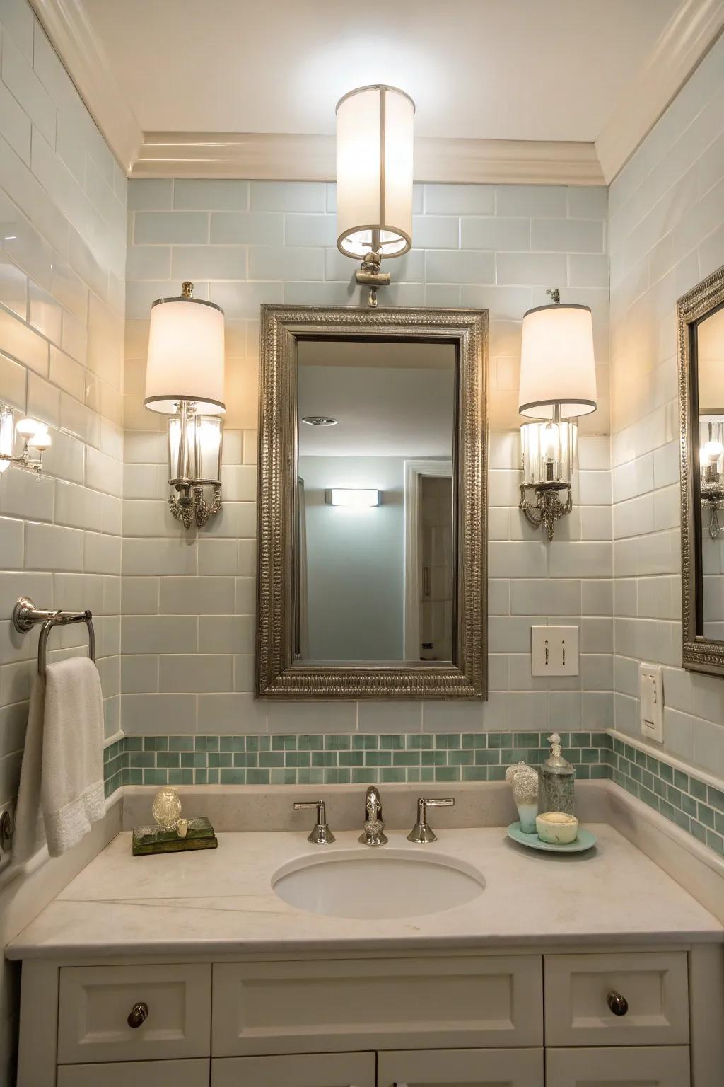 Wall-mounted lights supplying practical illumination and flair.