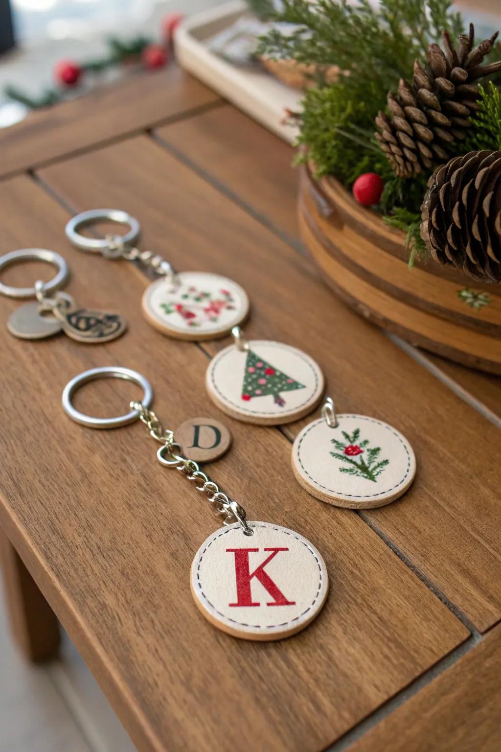 Charming personalized keychains ready to gift.
