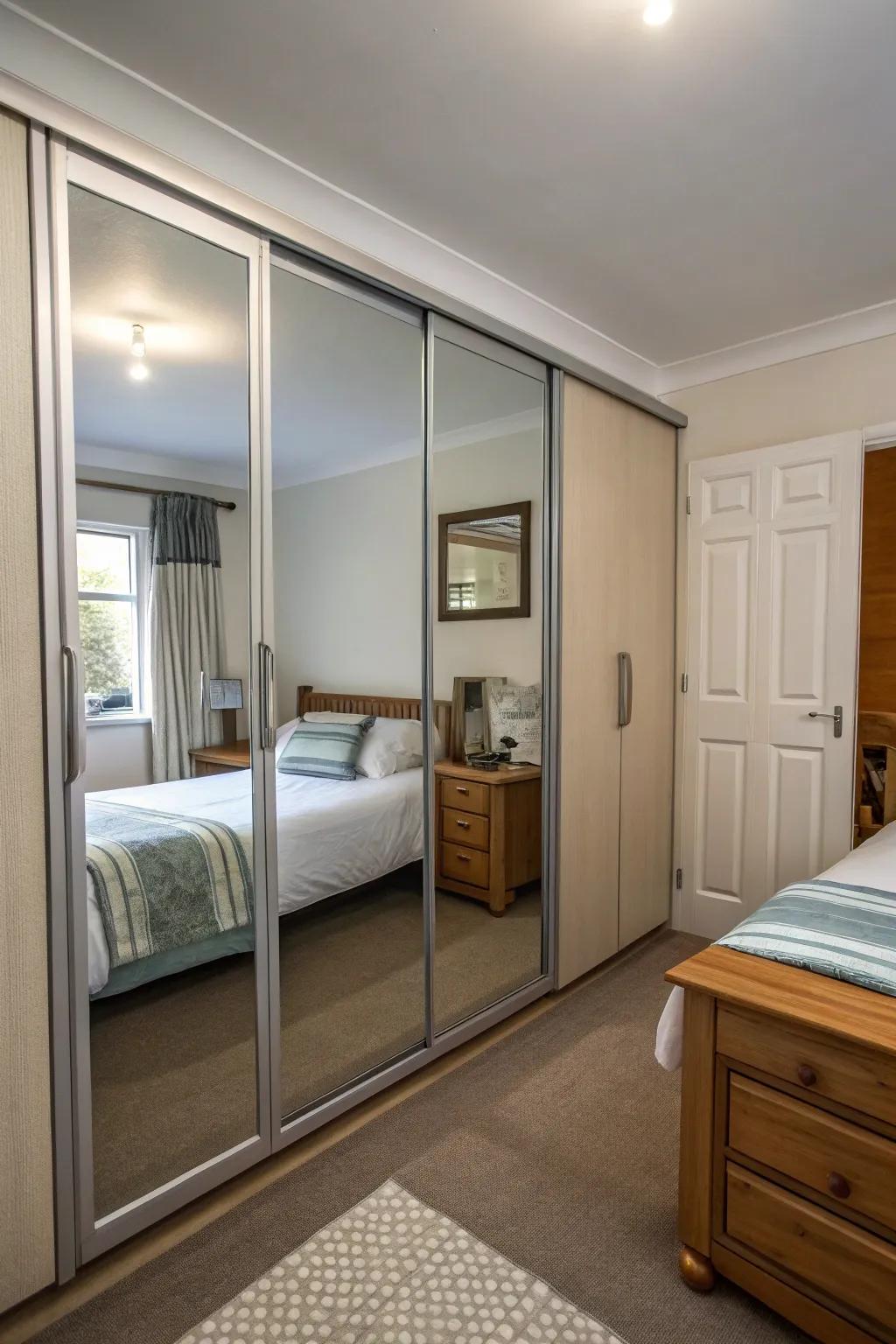 Mirrored doors amplify space and light in your design.