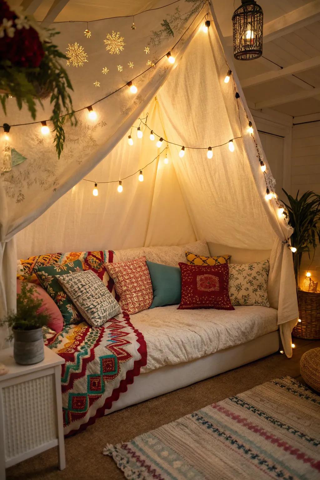 Decorative pillows layer both comfort and aesthetic appeal.