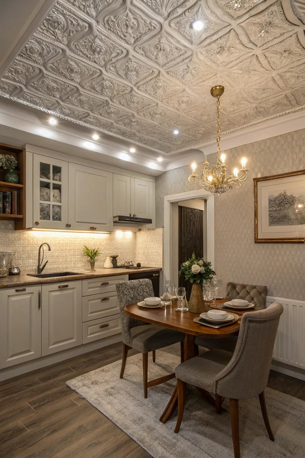 Textured upper space panels introduce a touch of refinement to smaller kitchens.