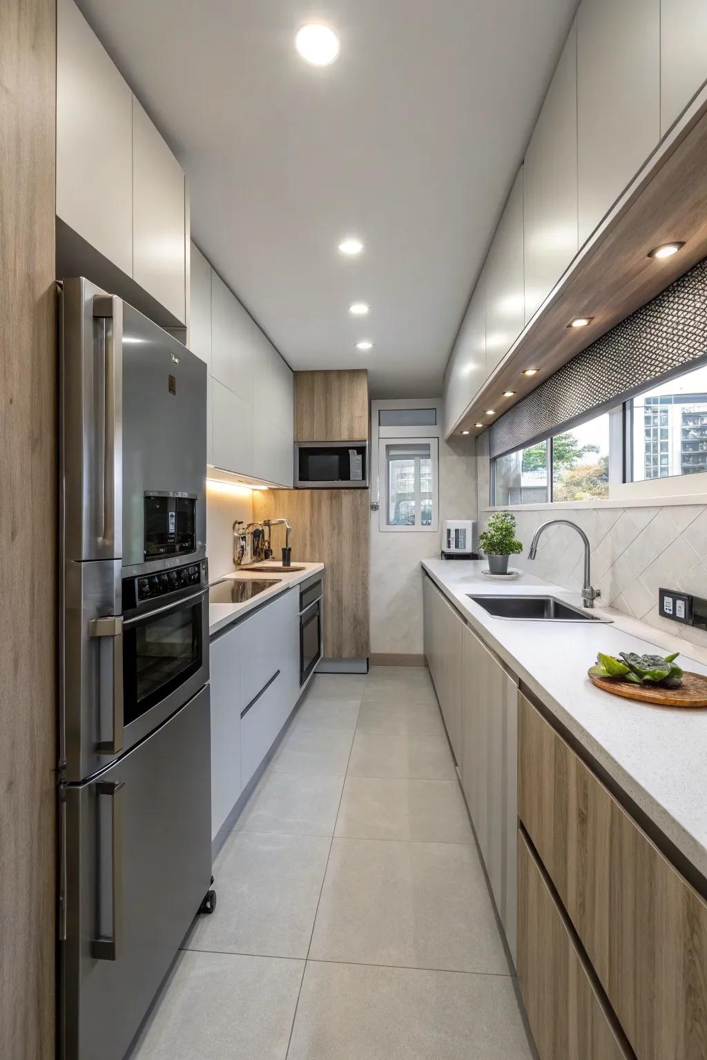 An effective and minimized cooking space design enhancing available space.