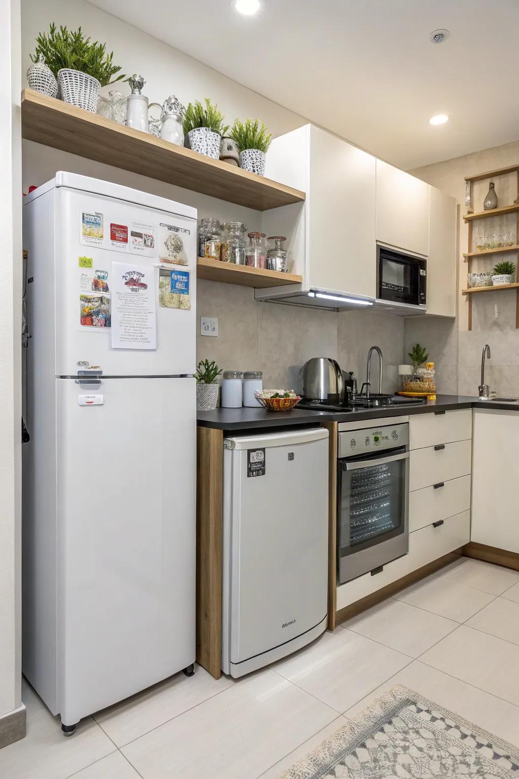 Compact appliances help maintain a sleek and efficient kitchen design.