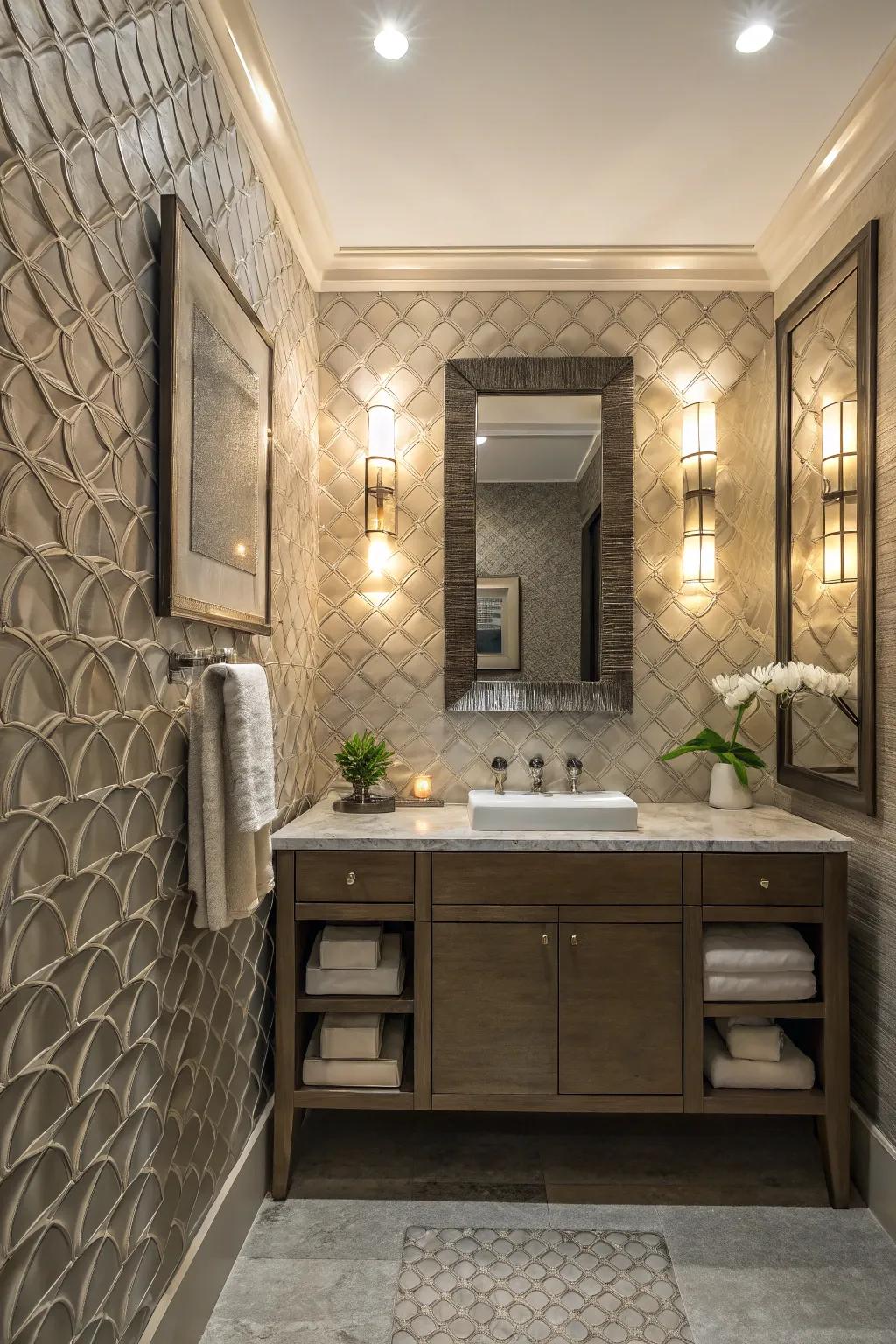 Textured walls impart depth and a tactile luxury.